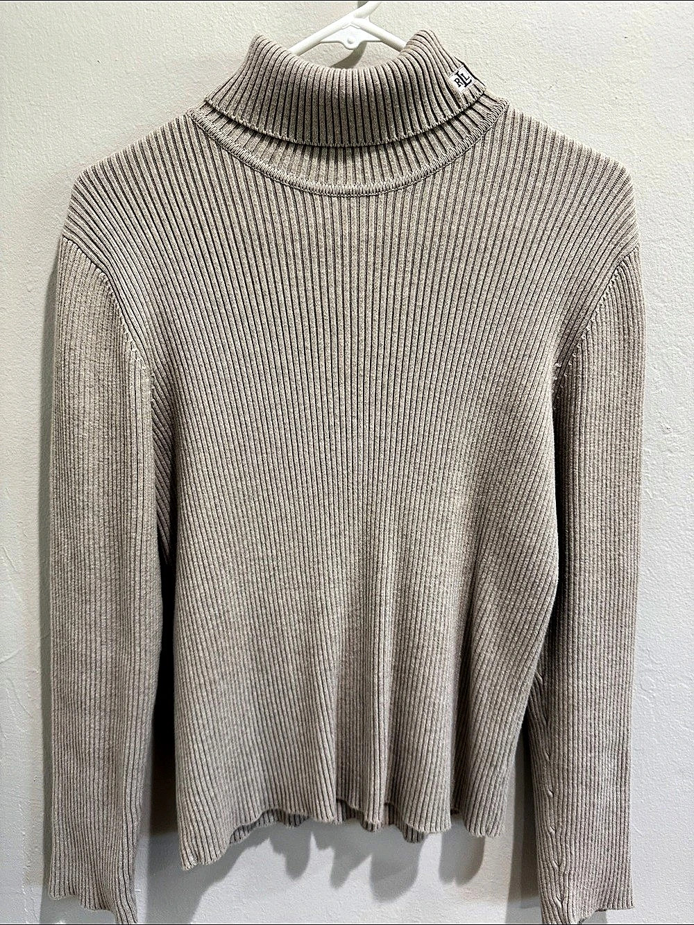 Vintage Lauren Ralph Lauren Ribbed Cotton Turtleneck Sweater oatmeal Large
